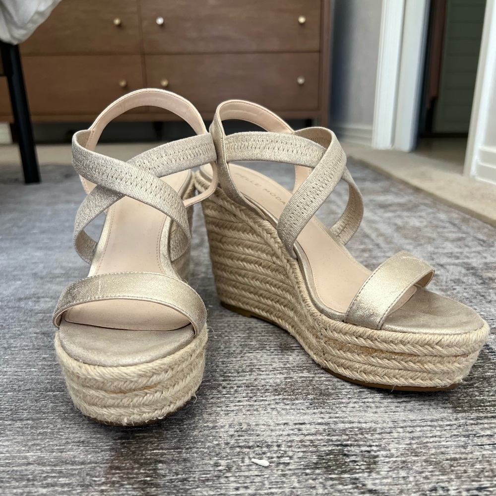 Pelle Moda Gold Strappy Espadrille Sandals